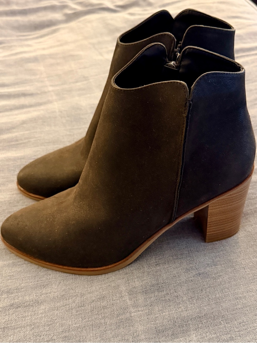 MIA- Women's Black Suede Ankle Boots with Stacked Heel